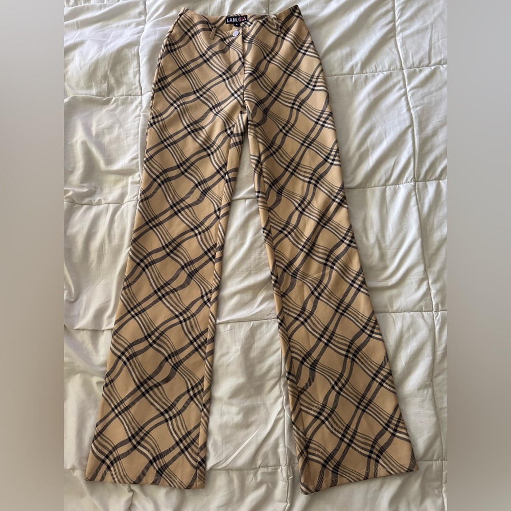 I.AM.GIA Tan Plaid Pants
